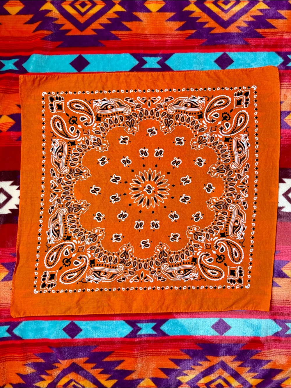 Classic Orange Bandana – One-Sided Print ✴️